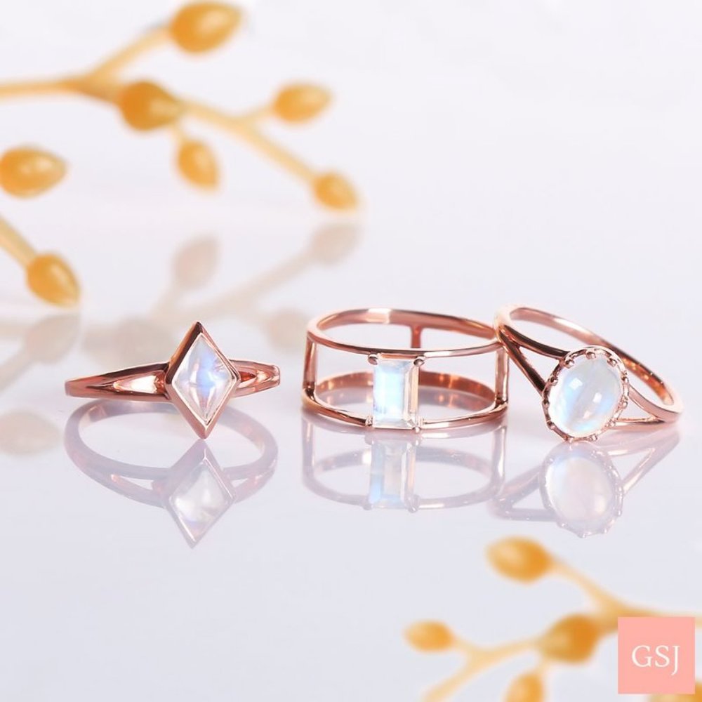 Rose Gold Moonstone Engagement Rings For Sale
